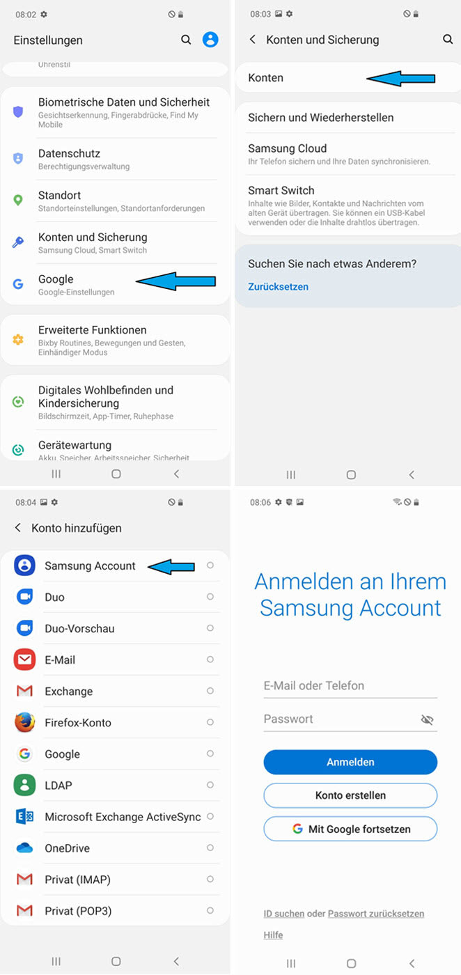 Samsung ID bei Android