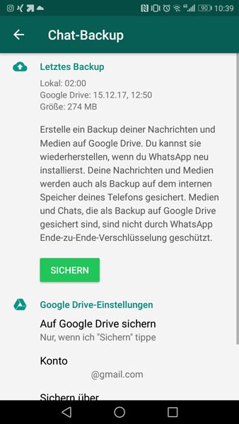 Whatsapp Chatverlauf Chat-Backup