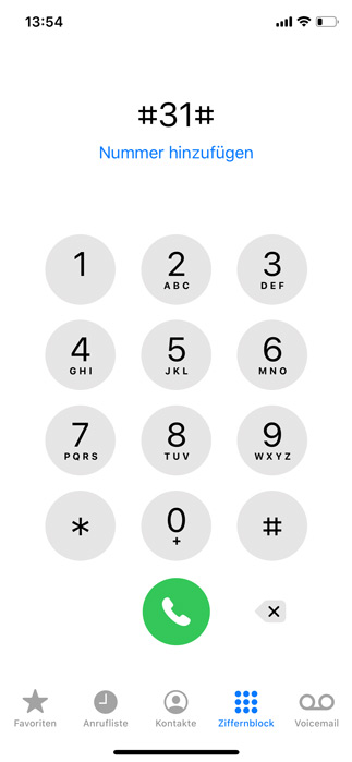 GSM Code zur Unterdrückung der Rufnummer