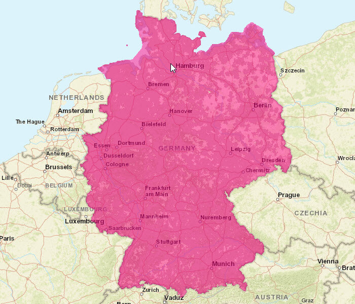Telekom 3G Netzabdeckung Karte
