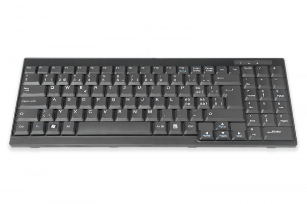 DIGITUS Tastatur für TFT-Konsolen schwarz, Kabel,schweiz