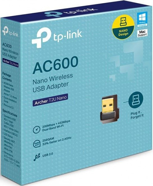 TP-Link Archer T2U Nano AC600 WLAN USB Stick (433 MBit/s)