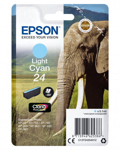 Epson Tintenpatrone 24 T2425 hell Cyan (5,1ml)