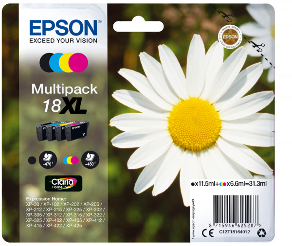 Epson Tintenpatronen Multipack 18XL (4 Farben)