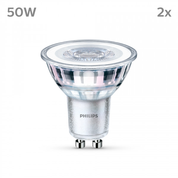 Philips LED classic Lampe 50W GU10 Kaltweiß 390lm Silber 2er P