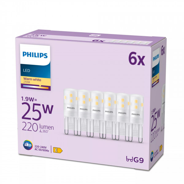 Philips LED Standard Brenner 25W G9 WW ND 6CT/6 EC 6er P.