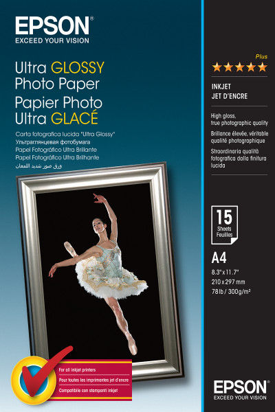 Epson Fotopapier Glossy Photo Papier C13S041927 (A4-15 Blatt)