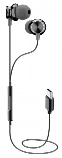 Cellularline USB-C In Ear Kopfhörer mit Mikrofon Schwarz