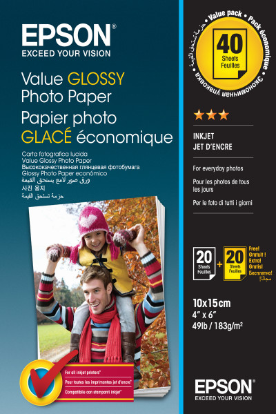 Epson Fotopapier glänzend C13S400044 (10x15cm-40 Blatt)