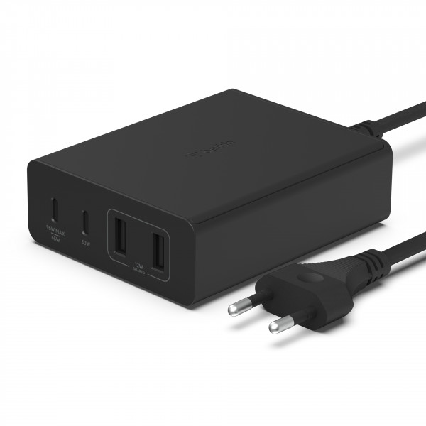 Belkin 108W 4-Port GaN, 2x USB-C, 2x USB-A, 2m Netzkabel, blk