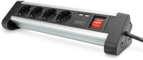 DIGITUS 4-fach Office-Steckdosenleiste mit 2x USB-Anschlüssen