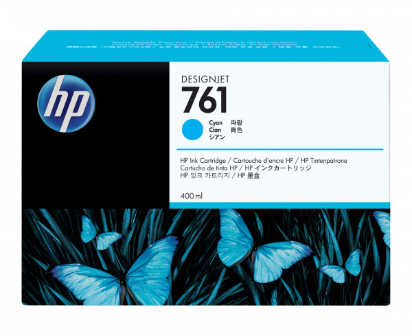 HP 761 Cyan DesignJet Druckerpatrone, 400 ml