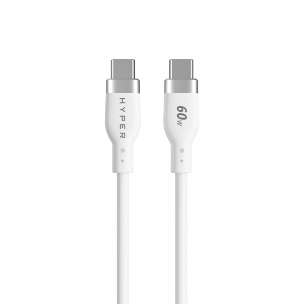 Hyper 1.5m Silicone USB-C to USB-C 60W Charging Cable, White