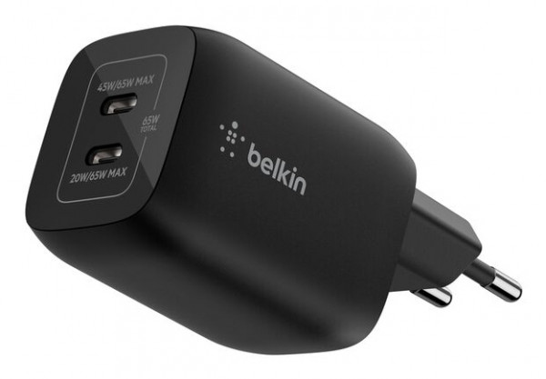 Belkin Gaming Dual USB-C Ladegerät , 65 Watt, GaN, schwarz