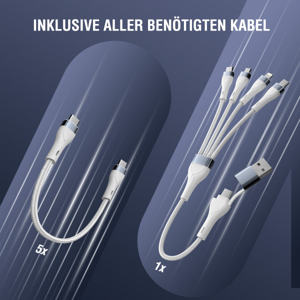 4smarts Ladestation Team 100W 5C/1A inkl. 6 Kabel, spacegrau