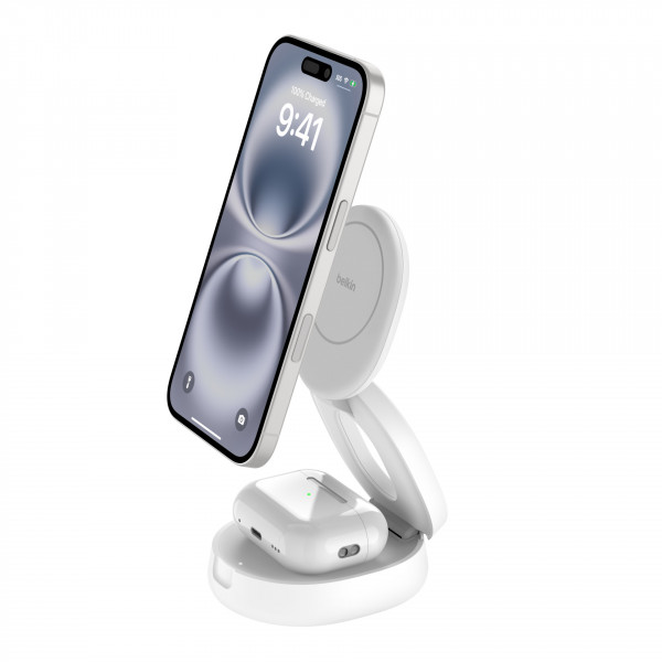 Belkin magnetische 2-in-1-Ladestation mit Qi2, 15W, weiss