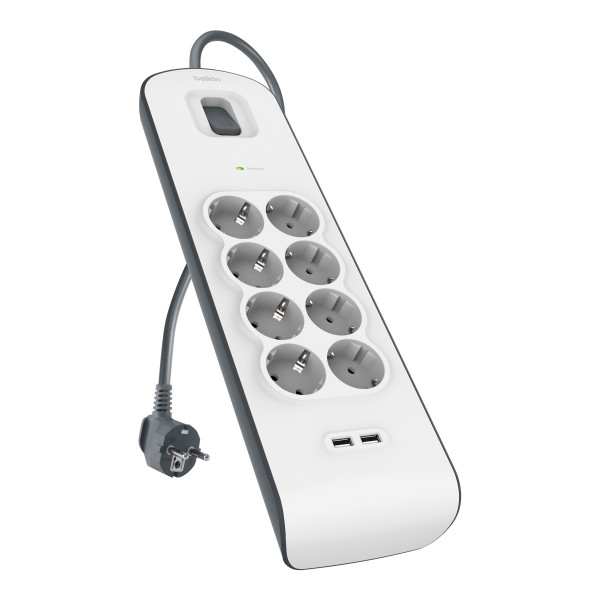Belkin Steckdosenleiste Überspannungsschutz, 8-Fach, USB, 2 m