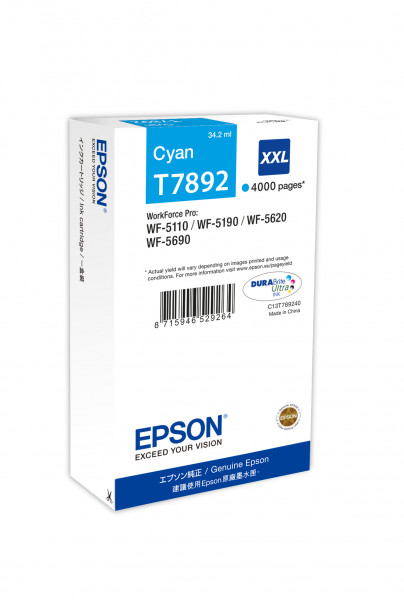 Epson Tintenpatronen T7892 XXL Cyan (34,2ml)