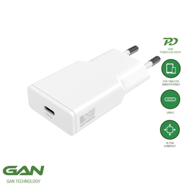 4smarts Netzladegerät PDPlug Slim 25W GaN 1C, weiß