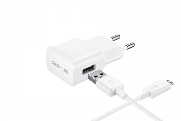 Samsung Micro-USB-Ladekabel + Adapter, 2A Kapazität, Weiß
