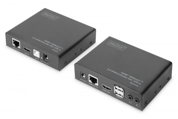 DIGITUS HDBaseT 2.0 HDMI KVM Extender Set 4K/60Hz, 6x USB