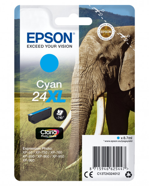 Epson Tintenpatrone 24XL T2432 Cyan (8,7 ml)