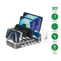 Vorschau: 4smarts Ladestation Team 100W 5C/1A inkl. 6 Kabel, spacegrau Vorschau: 4smarts Ladestation Team 100W 5C/1A inkl. 6 Kabel, spacegrau