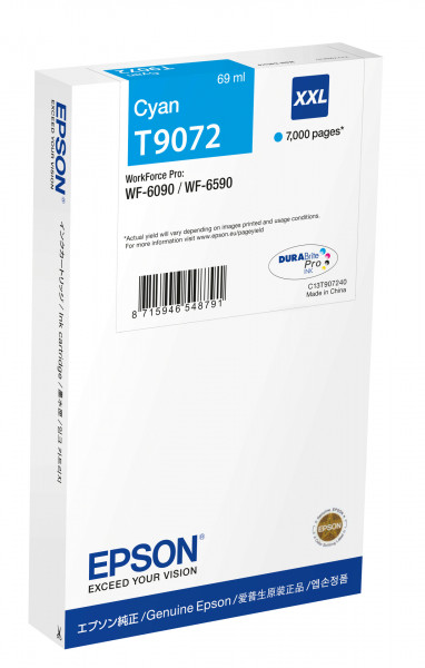 Epson Tintenpatrone T9072 WF-6XXX Cyan XXL (69ml)