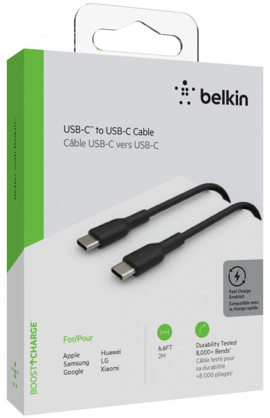 Belkin USB-C/USB-C Kabel PVC, 2m, schwarz