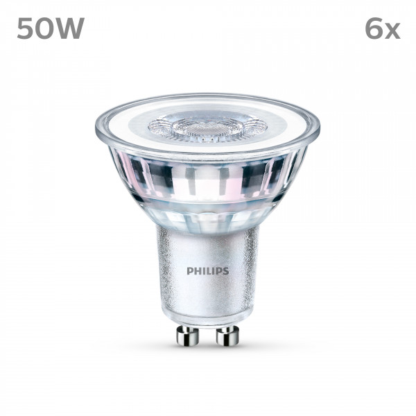 Philips LED classic Lampe 50W GU10 Warmweiß 355lm Silber 6er P