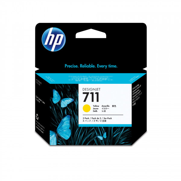 HP 711 3er-Pack Gelb DesignJet Tintenpatronen, 29 ml