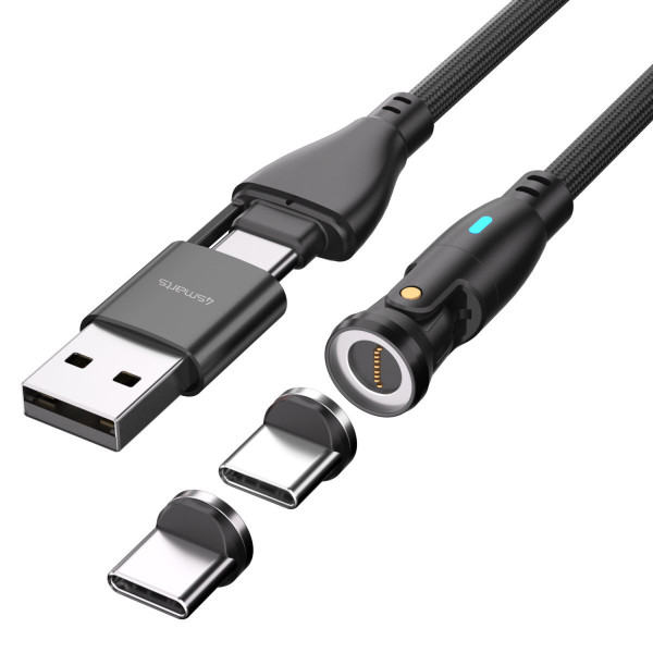 4smarts USB-C/A 540° Magnetkabel GravityCord 100W 1,8m schwarz