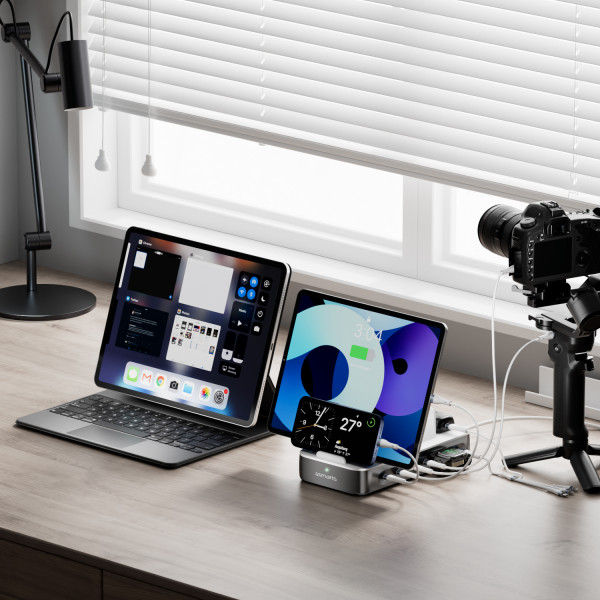 4smarts Ladestation Team 100W 5C/1A inkl. 6 Kabel, spacegrau