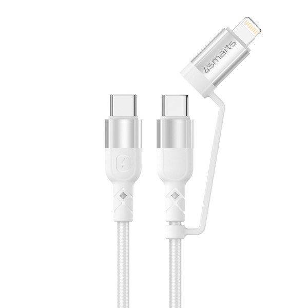 4smarts USB-C/C/ Lightning Kabel ComboCord CL 1.5m textil weiß