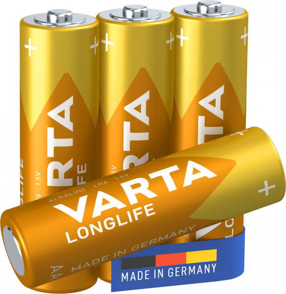 VARTA Longlife, Alkaline Batterie, AA, Mignon, LR6, 1,5V, 4er