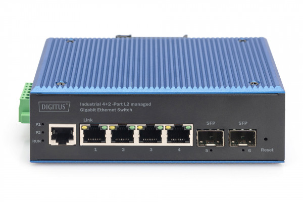 DIGITUS Industrial 4+2 Port L2 managed Gig Ethernet Switch