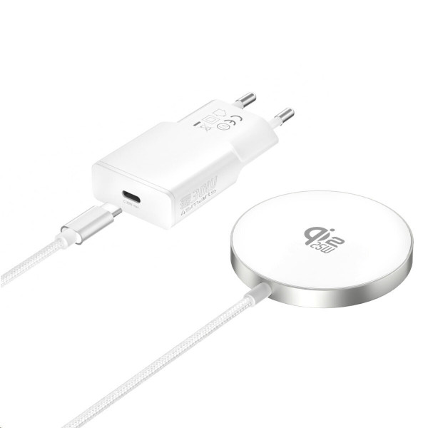 4smarts Kabelloses Lade-Set Qi2/MagSafe-kompa 25W,1,5m weiß