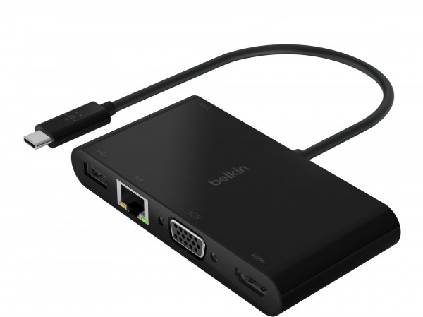 Belkin USB-C auf Gigabit-Ethernet/HDMI/VGA/USB-A-Adapter, blk