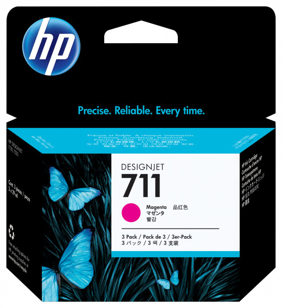 HP 711 3er-Pack Magenta DesignJet Tintenpatronen, 29 ml