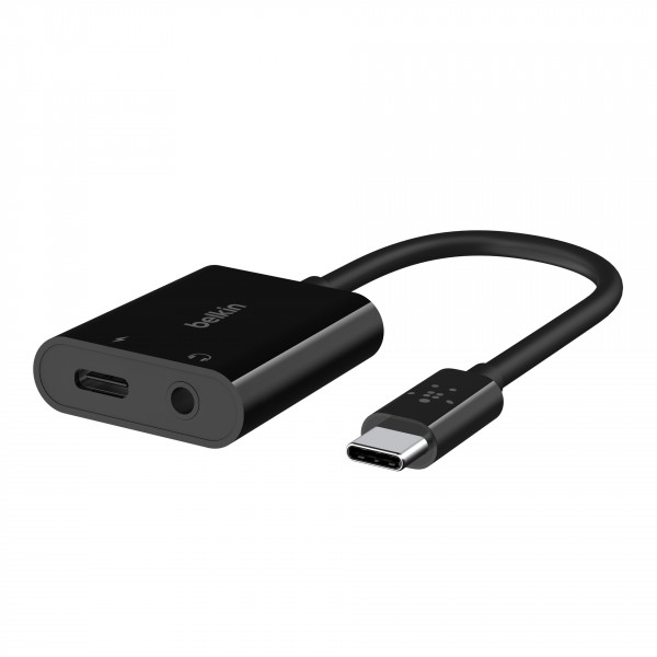 Belkin RockStar 3,5mm-Klinken-Audio- und USB-C-Ladeadapter blk