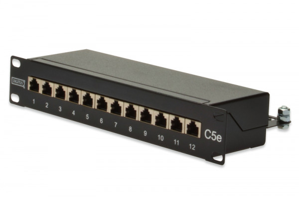 DIGITUS CAT 5e,Klasse D Patch Panel,12 port, geschirmt, sw