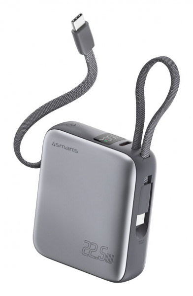 4smarts Powerbank Pocket Dual Cord 10000mAh 22.5W, spacegrau