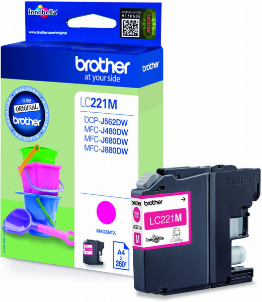 Brother Tintenpatrone LC-221M Magenta (ca. 260 Seiten)