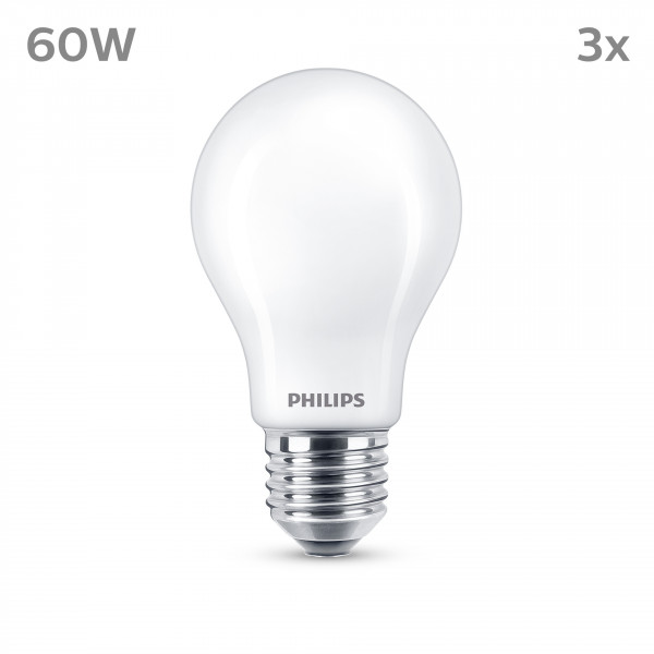 Philips LED classic Lampe 60W E27 Warmweiß 806lm matt 3er P