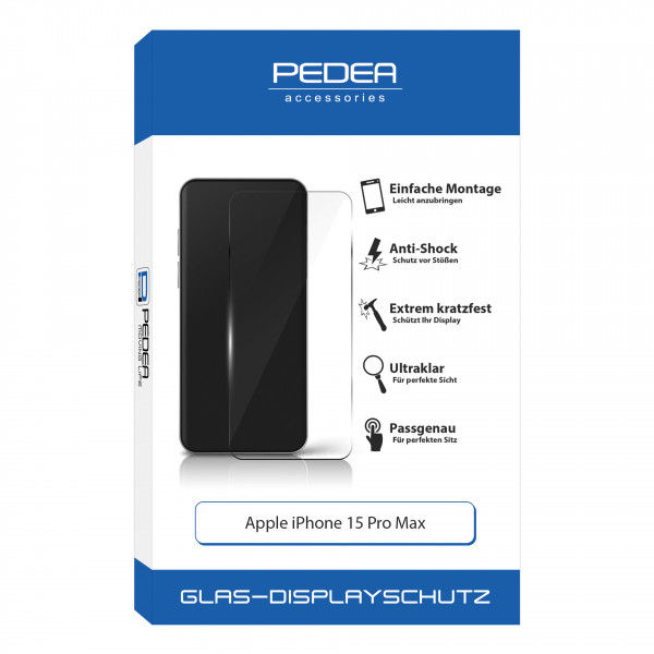 PEDEA Display-Schutzglas für Apple iPhone 15 Pro Max