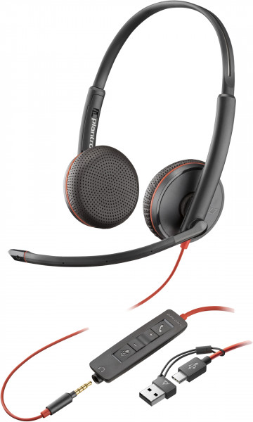 Poly Headset Blackwire C3225 Stereo USB-C/A & 3,5 mm (bulk)