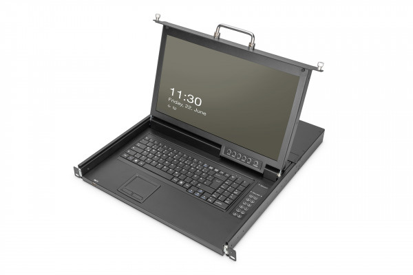 DIGITUS 17" HD LCD KVM Konsole, 1-Port VGA, DE Tastatur, HD