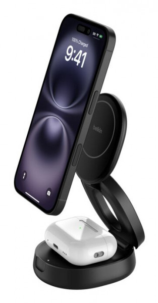 Belkin magnetische 2-in-1-Ladestation mit Qi2, 15W, schwarz