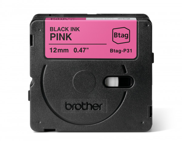 Brother Schriftband BTAG-P31 Schwarz auf Pink 12 mm x 4 m