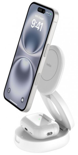 Belkin magnetische 2-in-1-Ladestation mit Qi2, 15W, weiss